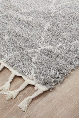 Beni Ourain Inspired Berber Samara Silver Shag Rug