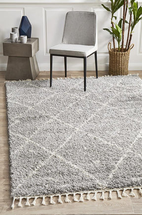 Beni Ourain Inspired Berber Samara Silver Shag Rug - Lost Design Society