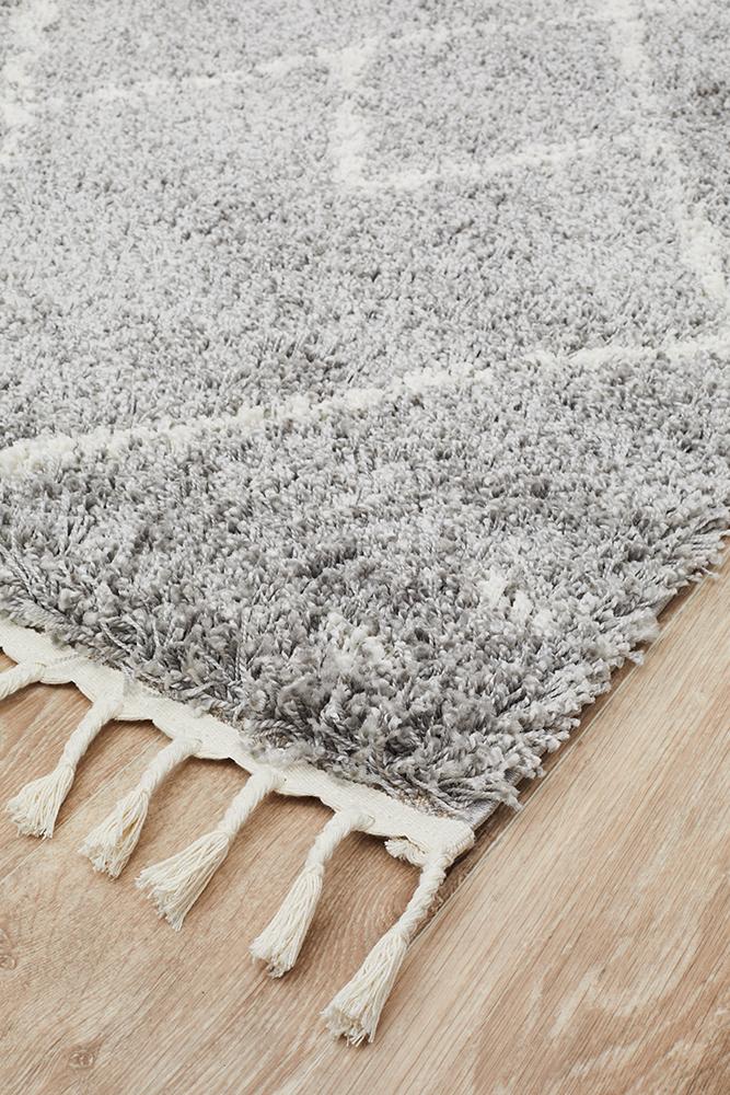 Beni Ourain Inspired Berber Samara Silver Shag Rug