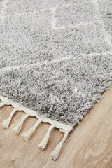 Beni Ourain Inspired Berber Samara Silver Shag Rug