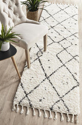 Beni Ourain Inspired Berber Samara Cream White Shag Rug