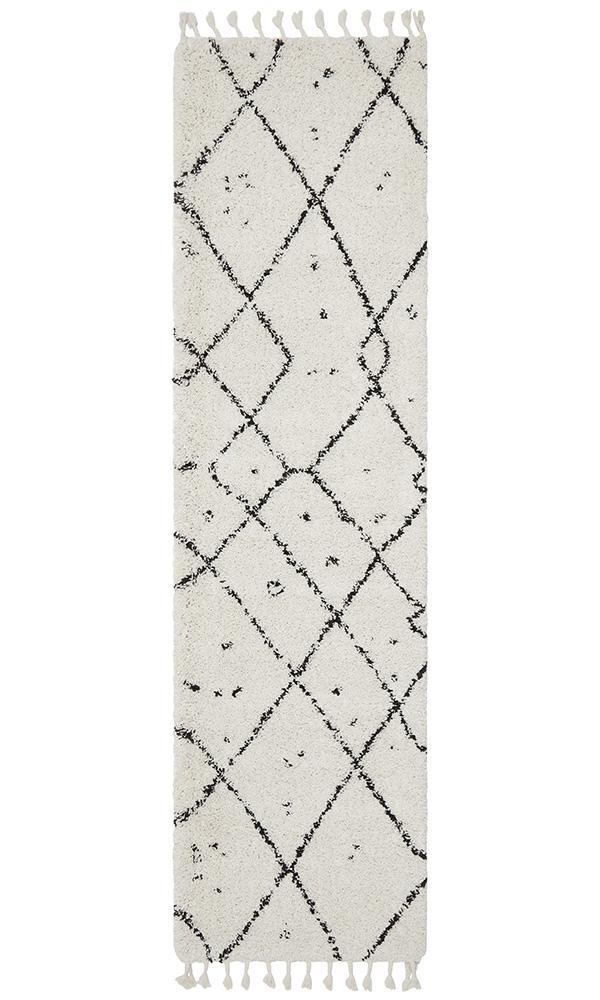 Beni Ourain Inspired Berber Samara Cream White Shag Rug