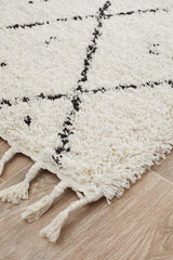 Beni Ourain Inspired Berber Samara Cream White Shag Rug