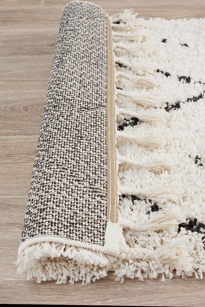 Beni Ourain Inspired Berber Samara Cream White Shag Rug