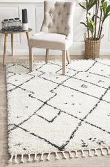 Beni Ourain Inspired Berber Samara Cream White Shag Rug