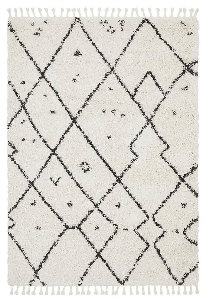 Beni Ourain Inspired Berber Samara Cream White Shag Rug