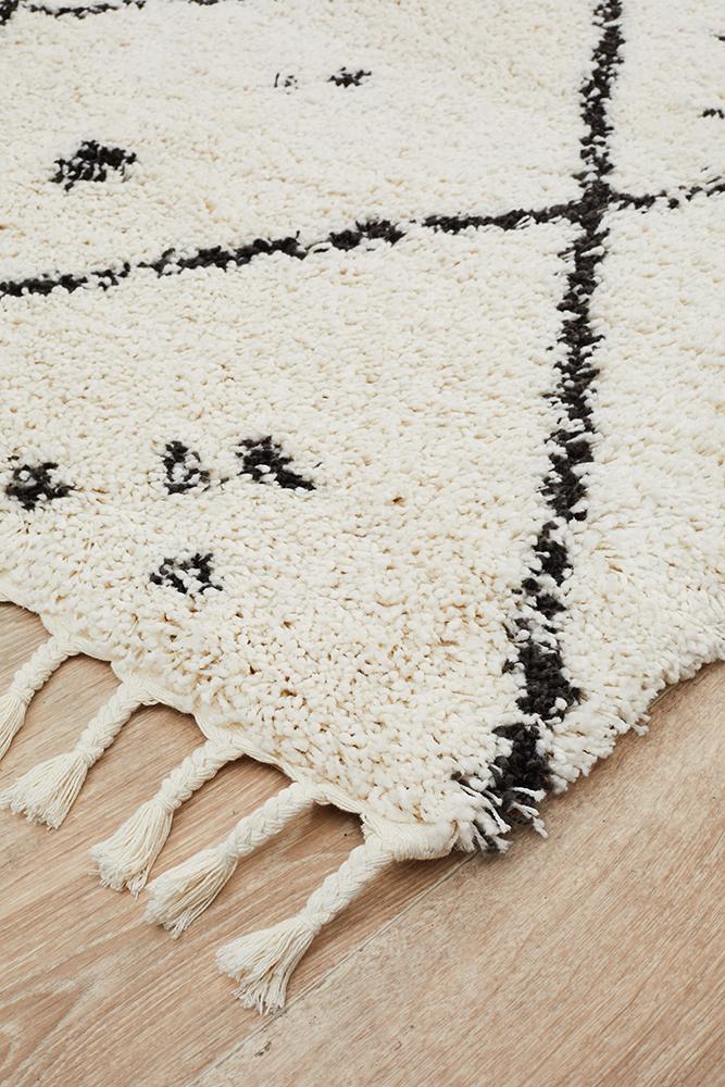 Beni Ourain Inspired Berber Samara Cream White Shag Rug