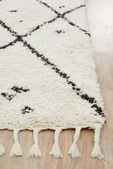 Beni Ourain Inspired Berber Samara Cream White Shag Rug