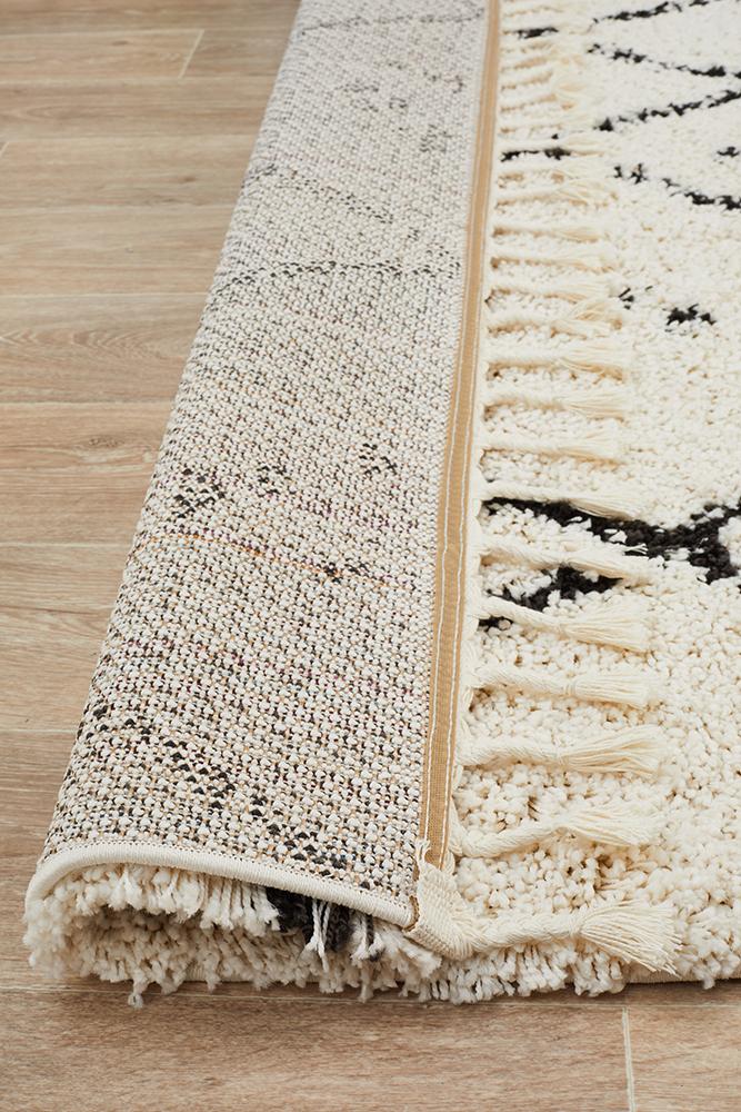 Beni Ourain Inspired Berber Samara Cream White Shag Rug