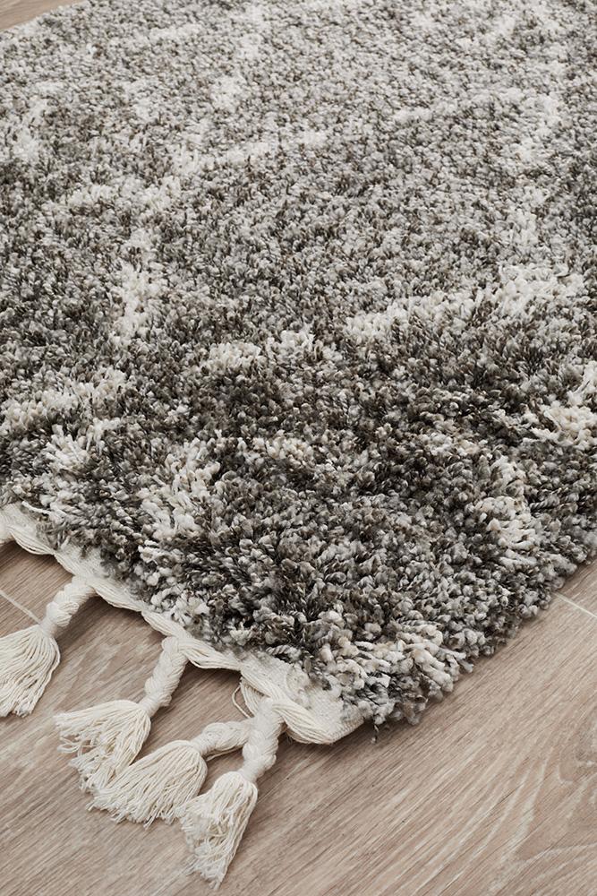 Beni Ourain Inspired Berber Larache Grey Shag Rug