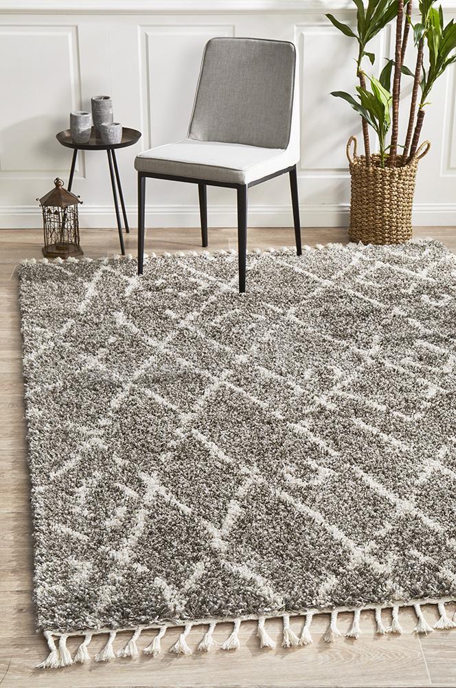 Beni Ourain Inspired Berber Larache Grey Shag Rug