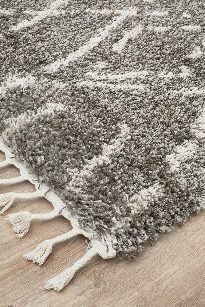 Beni Ourain Inspired Berber Larache Grey Shag Rug