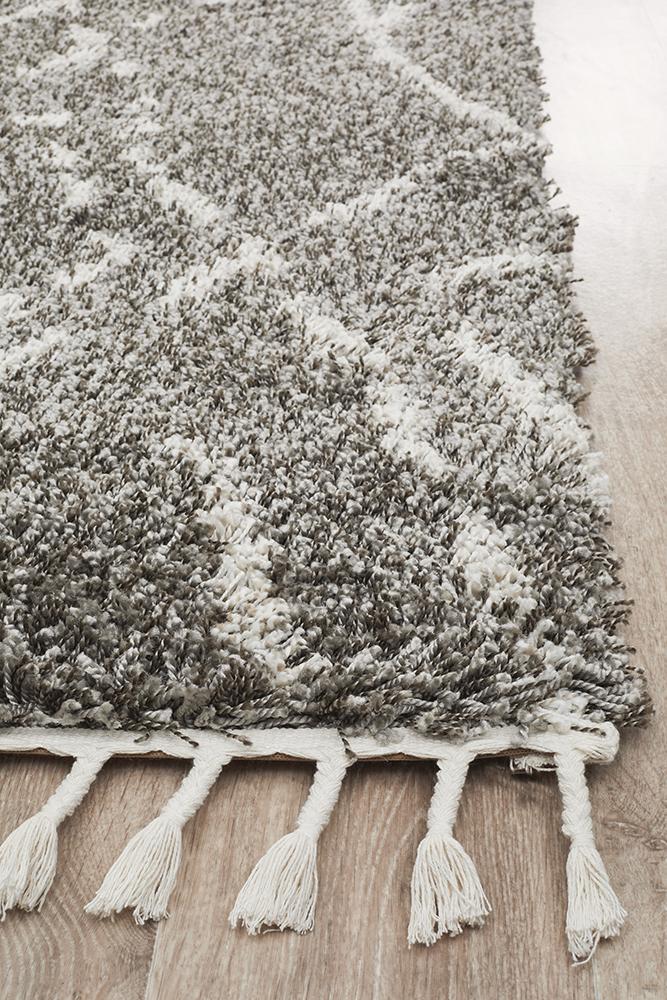 Beni Ourain Inspired Berber Larache Grey Shag Rug