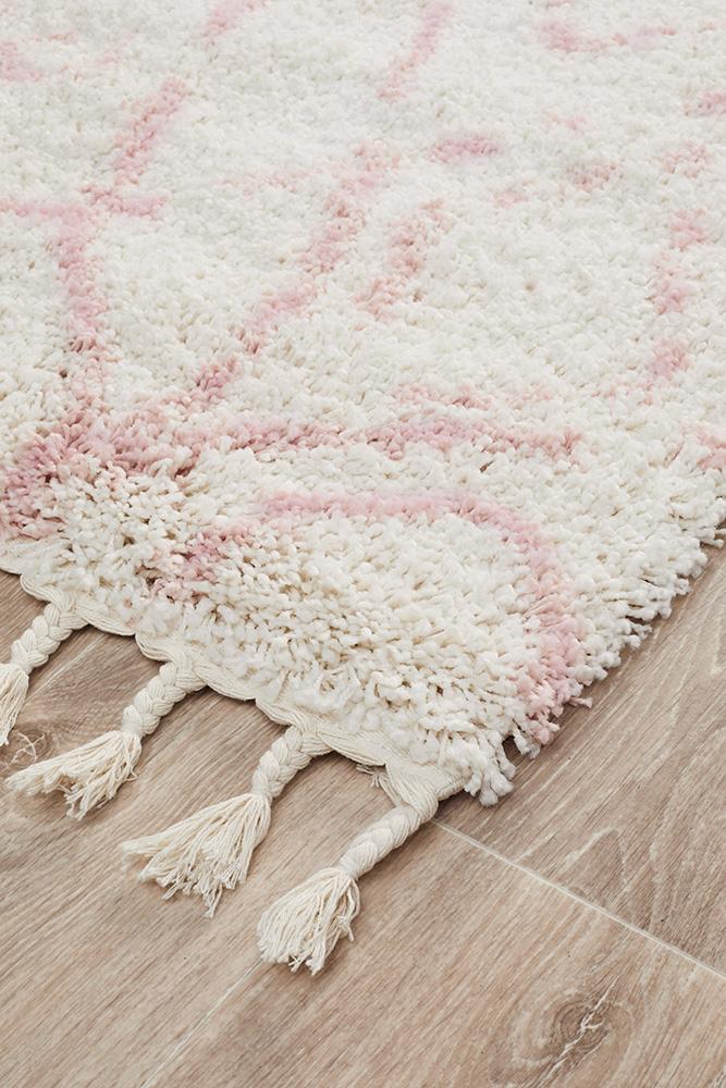 Beni Ourain Inspired Berber Larache Pink Shag Rug