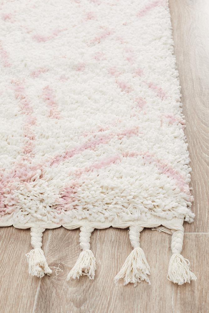 Beni Ourain Inspired Berber Larache Pink Shag Rug