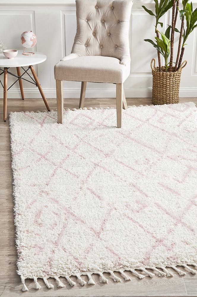 Beni Ourain Inspired Berber Larache Pink Shag Rug