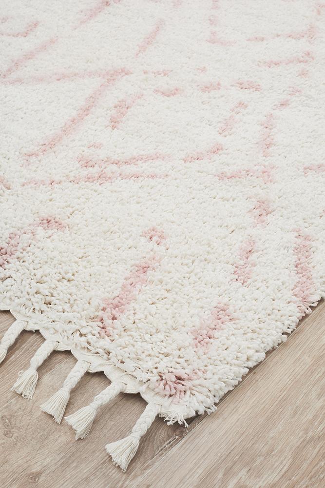 Beni Ourain Inspired Berber Larache Pink Shag Rug