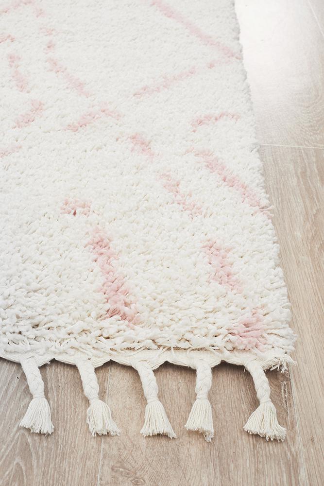 Beni Ourain Inspired Berber Larache Pink Shag Rug