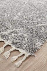 Beni Ourain Inspired Berber Larache Silver Shag Rug