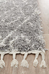 Beni Ourain Inspired Berber Larache Silver Shag Rug