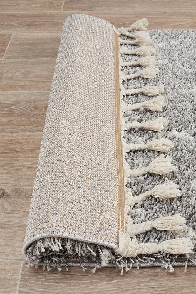 Beni Ourain Inspired Berber Larache Silver Shag Rug