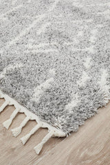 Beni Ourain Inspired Berber Larache Silver Shag Rug