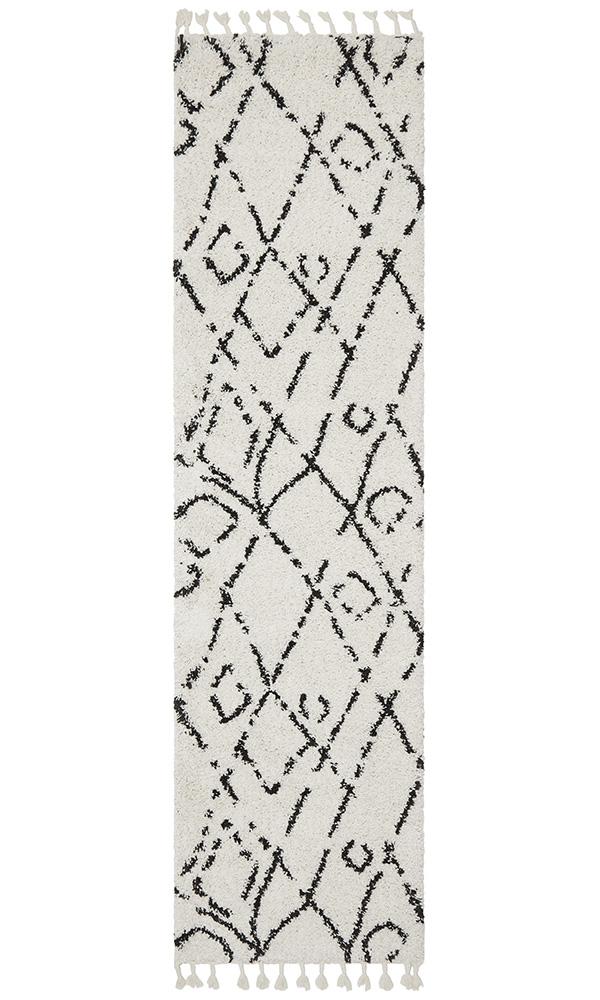 Beni Ourain Inspired Berber Larache White Shag Rug