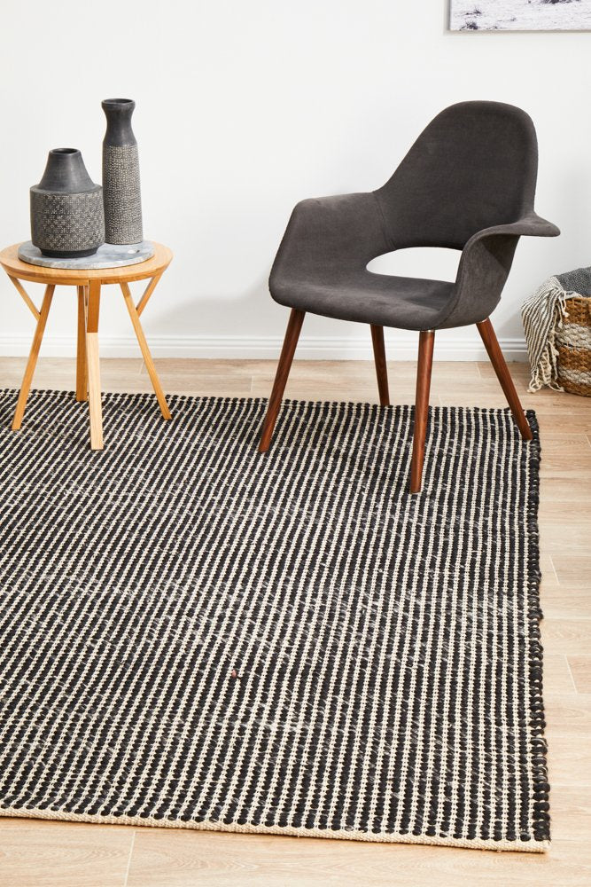 Carlos Felted Wool Rug Black Natural