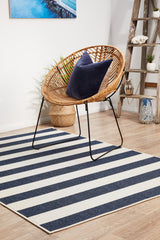 Oceana Striped White and Blue Outdoor Rug