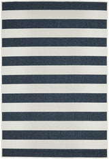 Oceana Striped White and Blue Outdoor Rug