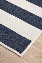 Oceana Striped White and Blue Outdoor Rug