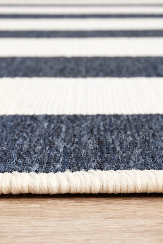 Oceana Striped White and Blue Outdoor Rug