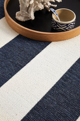 Oceana Striped White and Blue Outdoor Rug