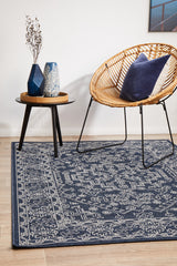 Oceana Patterned Navy Outdoor Rug