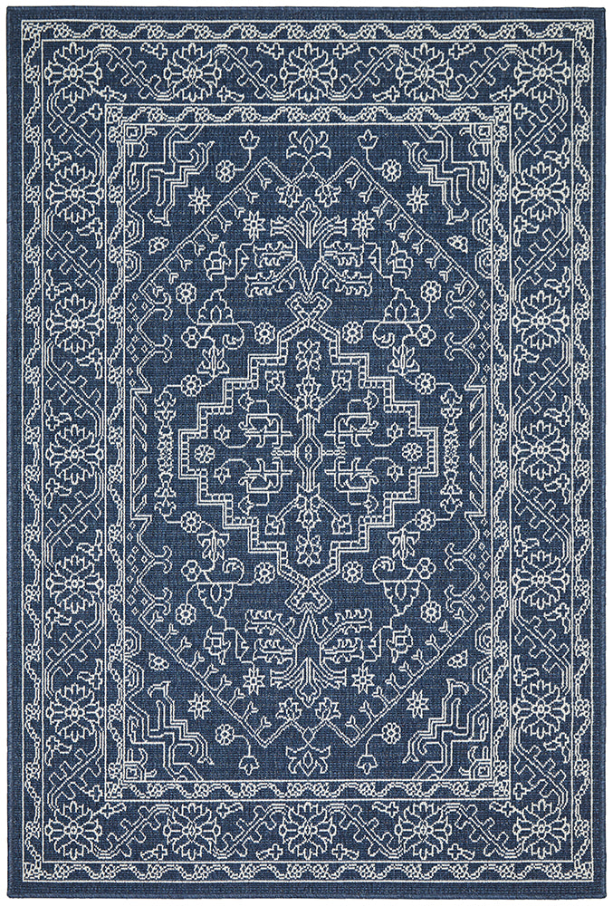 Oceana Patterned Navy Outdoor Rug