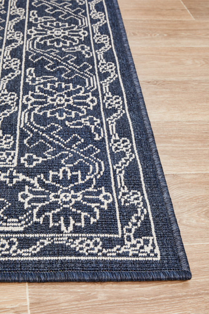 Oceana Patterned Navy Outdoor Rug