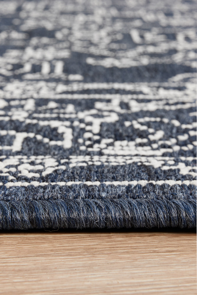 Oceana Patterned Navy Outdoor Rug