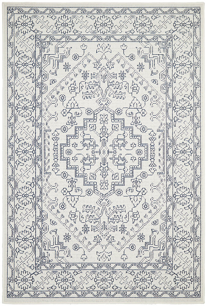 Oceana Patterned White Outdoor Rug