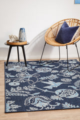 Oceana Hummingbird Navy Outdoor Rug