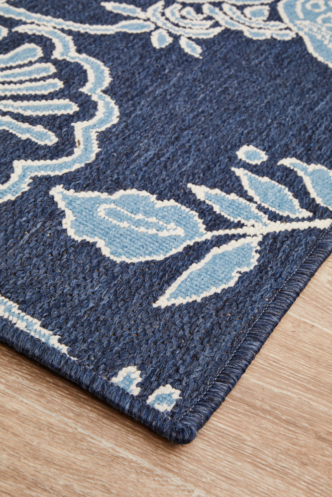 Oceana Hummingbird Navy Outdoor Rug