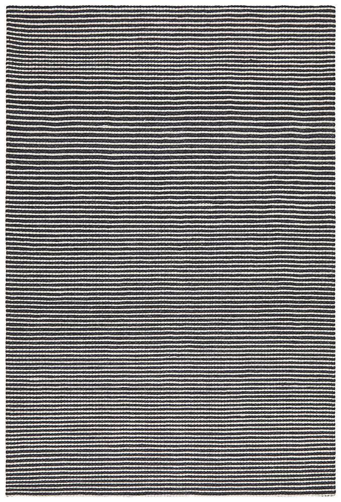 Oskar Felted Wool Striped Rug Black White