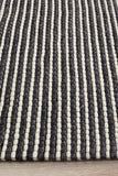 Oskar Felted Wool Striped Rug Black White