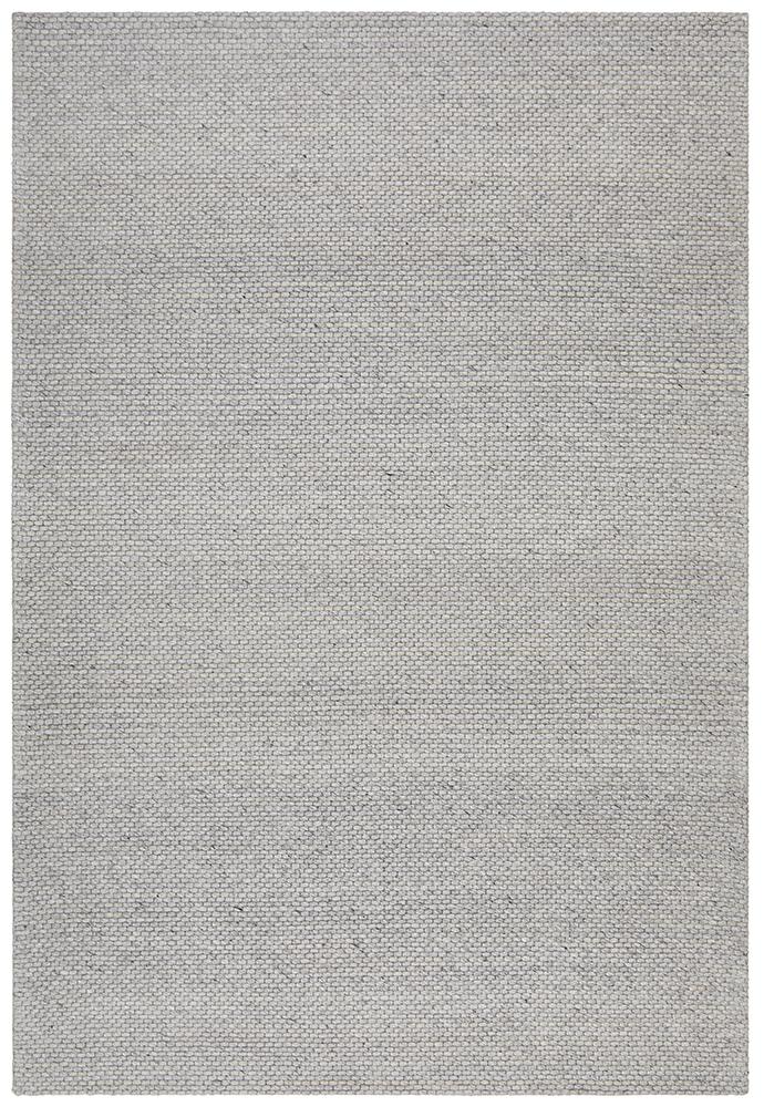 Oskar Felted Wool Striped Rug Grey