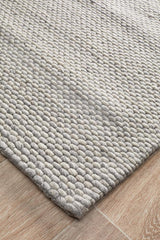 Oskar Felted Wool Striped Rug Grey