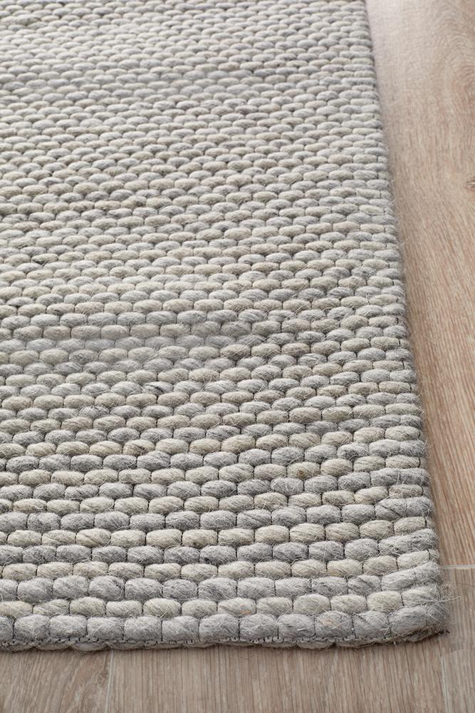 Oskar Felted Wool Striped Rug Grey