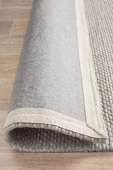 Oskar Felted Wool Striped Rug Grey