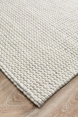 Oskar Felted Wool Striped Rug Grey White