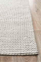 Oskar Felted Wool Striped Rug Grey White