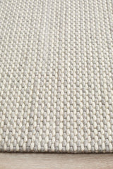 Oskar Felted Wool Striped Rug Grey White