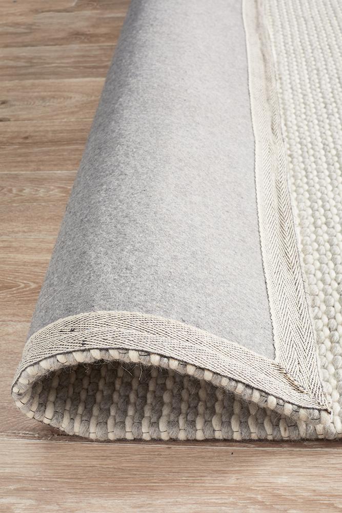 Oskar Felted Wool Striped Rug Grey White